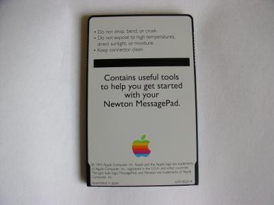 Photo of an Apple Newton Messagepad's 'Getting Started' PCMCIA card