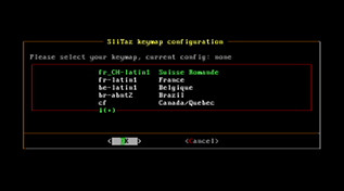 SliTaz 2.0: Boot - Keymap
