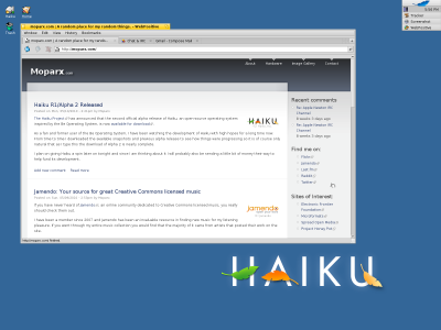A desktop screenshot of Haiku R1 Alpha 2